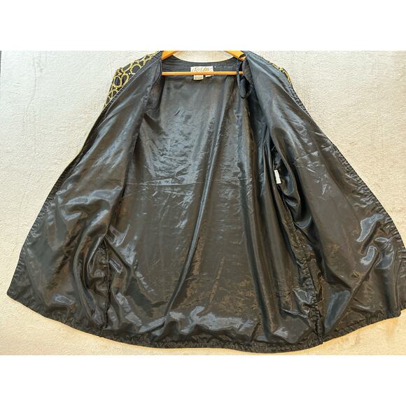 Vintage 80s For You Spiegal Women’s 1X Silk Black Gold Sequins Evening Jacket - Picture 6 of 8